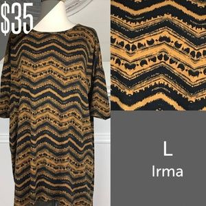 NEW LuLaRoe Irma Tunic Navy/Gold Chevron